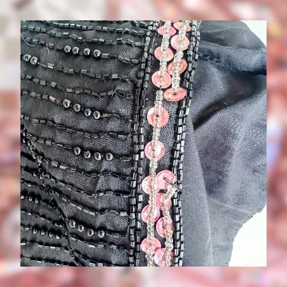 Vintage Cocktail Dress ⚡️ 1980s⚡️ Midi ⚡️ 100% Silk - 80s Beaded Dress - Picture 7 of 8